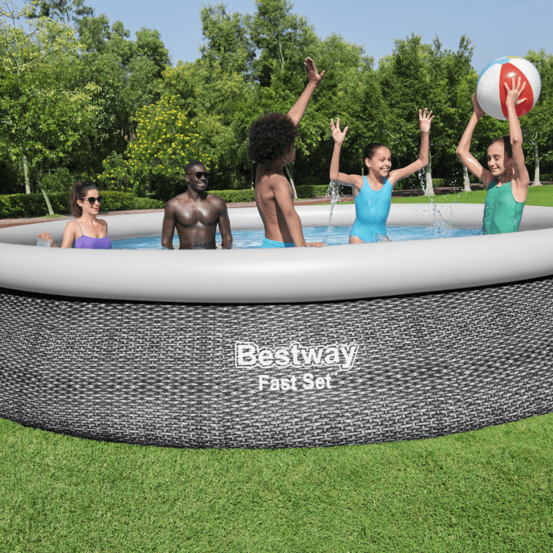 Piscine gonflable ronde Bestway Fast Set 457 × 84 cm effet rotin - miniature 2