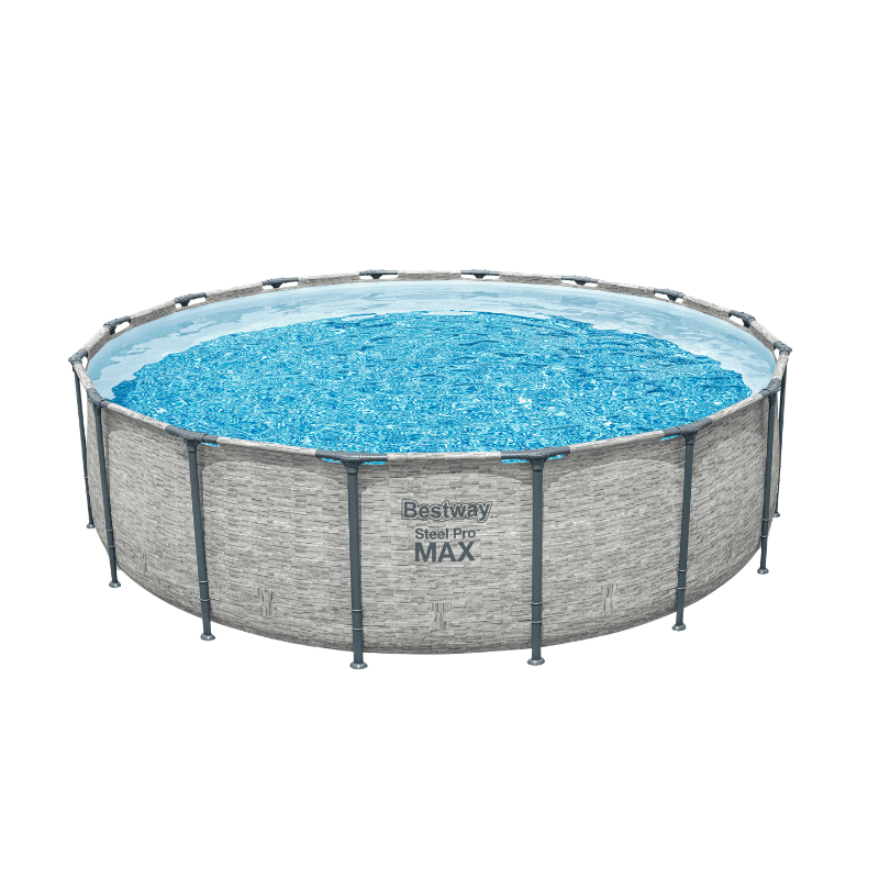 Piscine hors sol tubulaire ronde Bestway Steel Pro Max 488 x 122 cm decor pierres - miniature 2