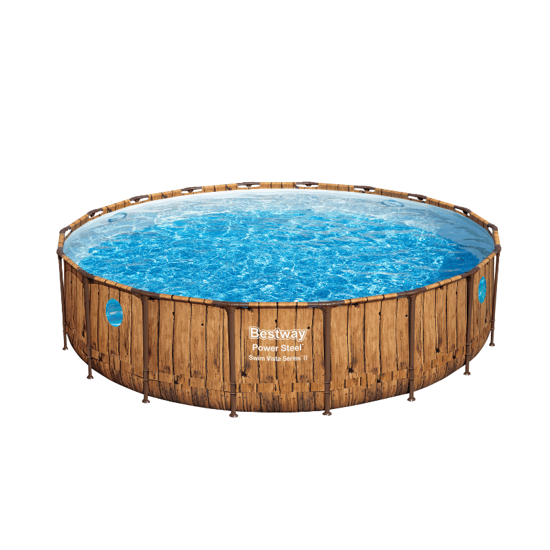Piscine hors sol tubulaire ronde Bestway Power Steel Swim Vista 549 × 122 cm décor bois