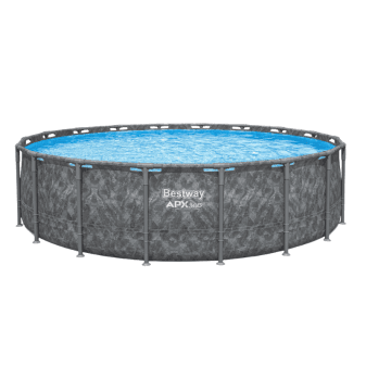 Piscine hors-sol tubulaire ronde Bestway Power Steel Swim Vista 549x122 décor bois