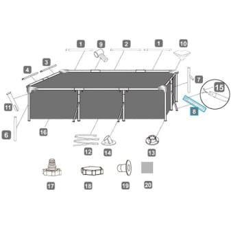 Pied vertical pour piscine Steel Pro rectangulaire 300 et 366 × 200 × 66 cm - vue 1